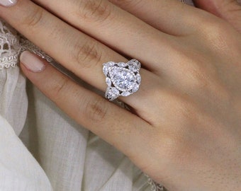 Dubbele peer verlovingsring - Art Deco Pear Diamond Ring - Pear & Marquise Cut Diamond Ring - Split Shank Ring - CZ Diamond Ring [BR2854]