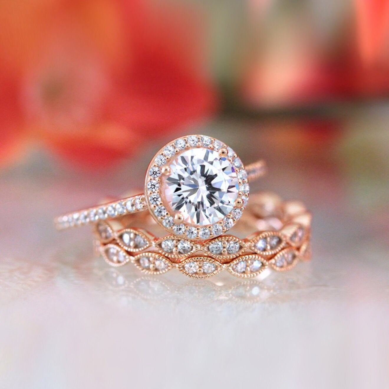 2.42 Cttw Halo Bridal Set Ring Brilliant Cut Diamond Simulant - Etsy Canada
