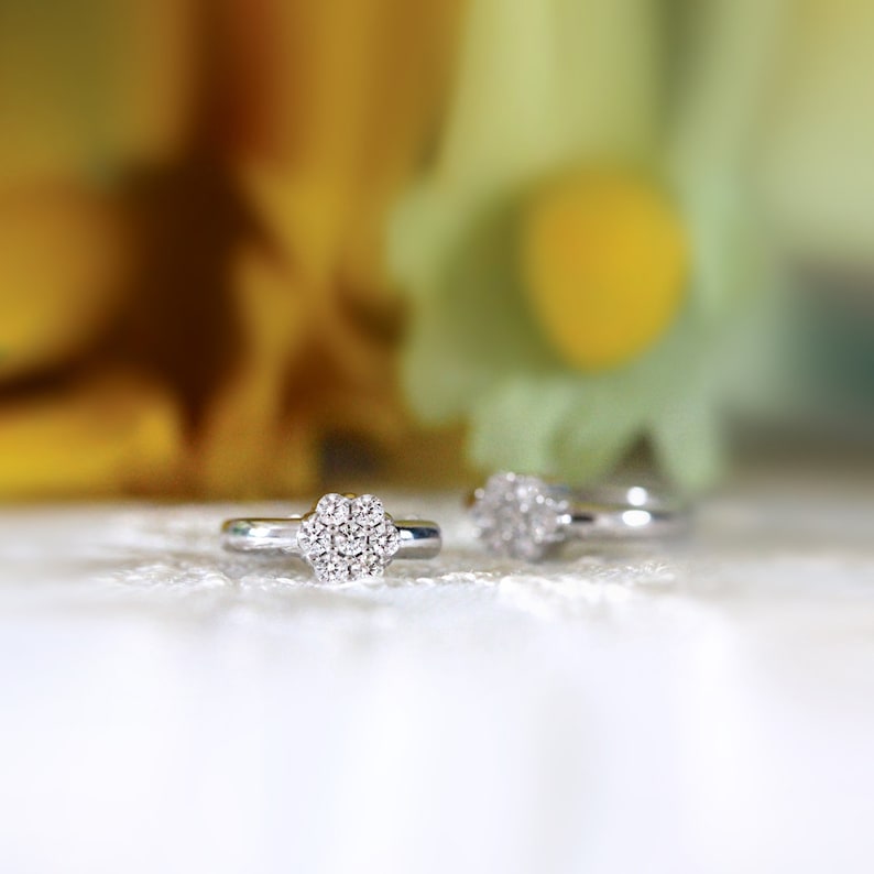 Flower Cluster Diamond Huggie Earrings Flower Huggies Diamond Cluster Huggies Everyday Jewelry Bridesmaid Wedding JewelryBE8864 image 1