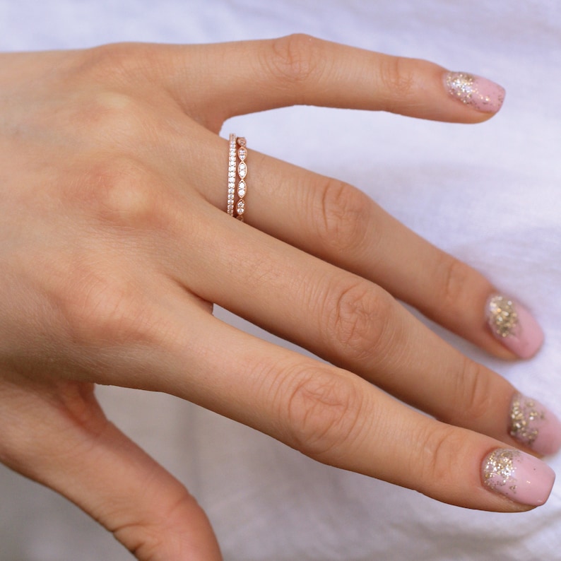 Minimalist Stackable Rings Art Deco Stacking Band Set - Etsy
