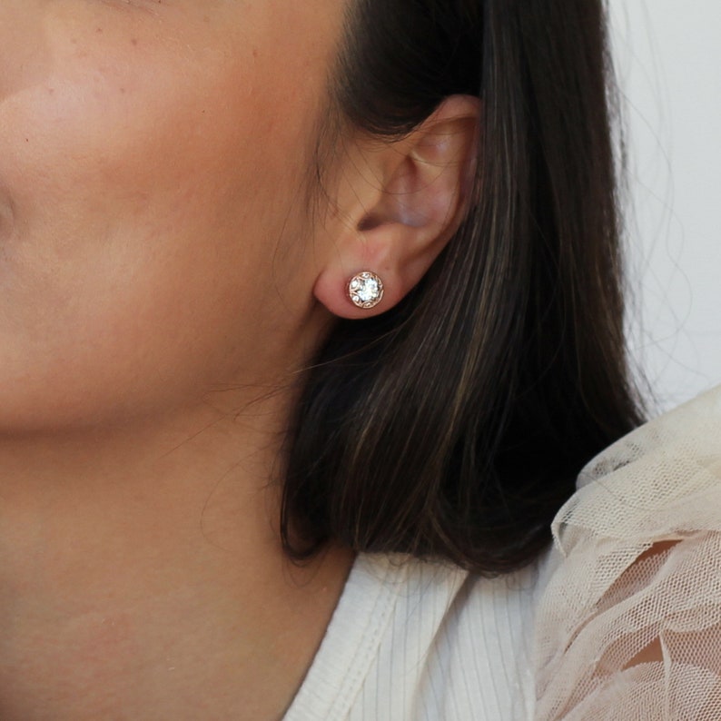 Vintage Art Deco Stud Earrings Brilliant Cut Diamond Simulant Etsy