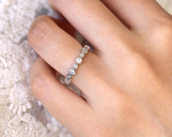 Bubble Bezel Eternity Ring - Stackable Ring Set - Brilliant Cut Diamond Wedding Band - 2.5mm Wide Eternity Ring - Gifts for Her [BR2216]