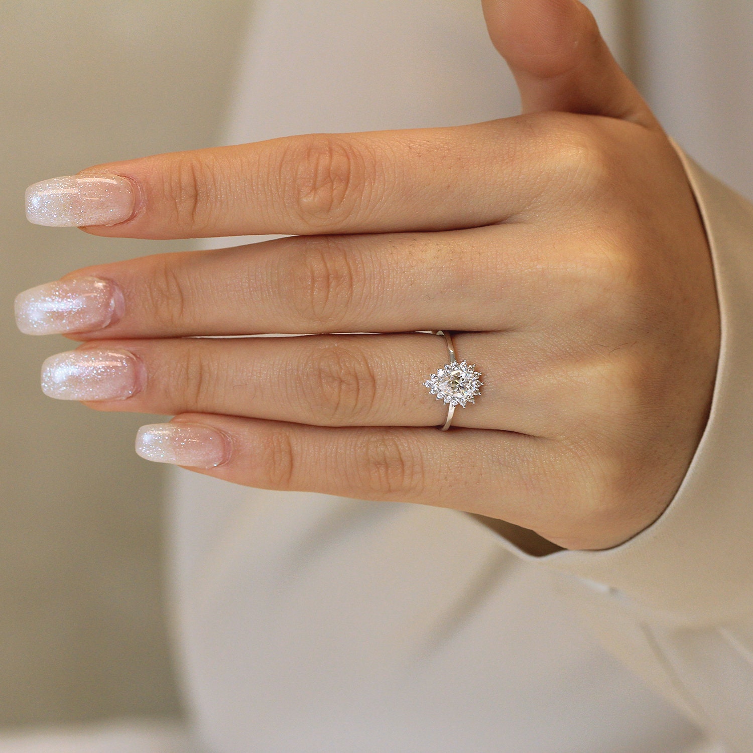0.93 cttw Pear Halo Engagement Ring Pear Cut Diamond Simulant | Etsy