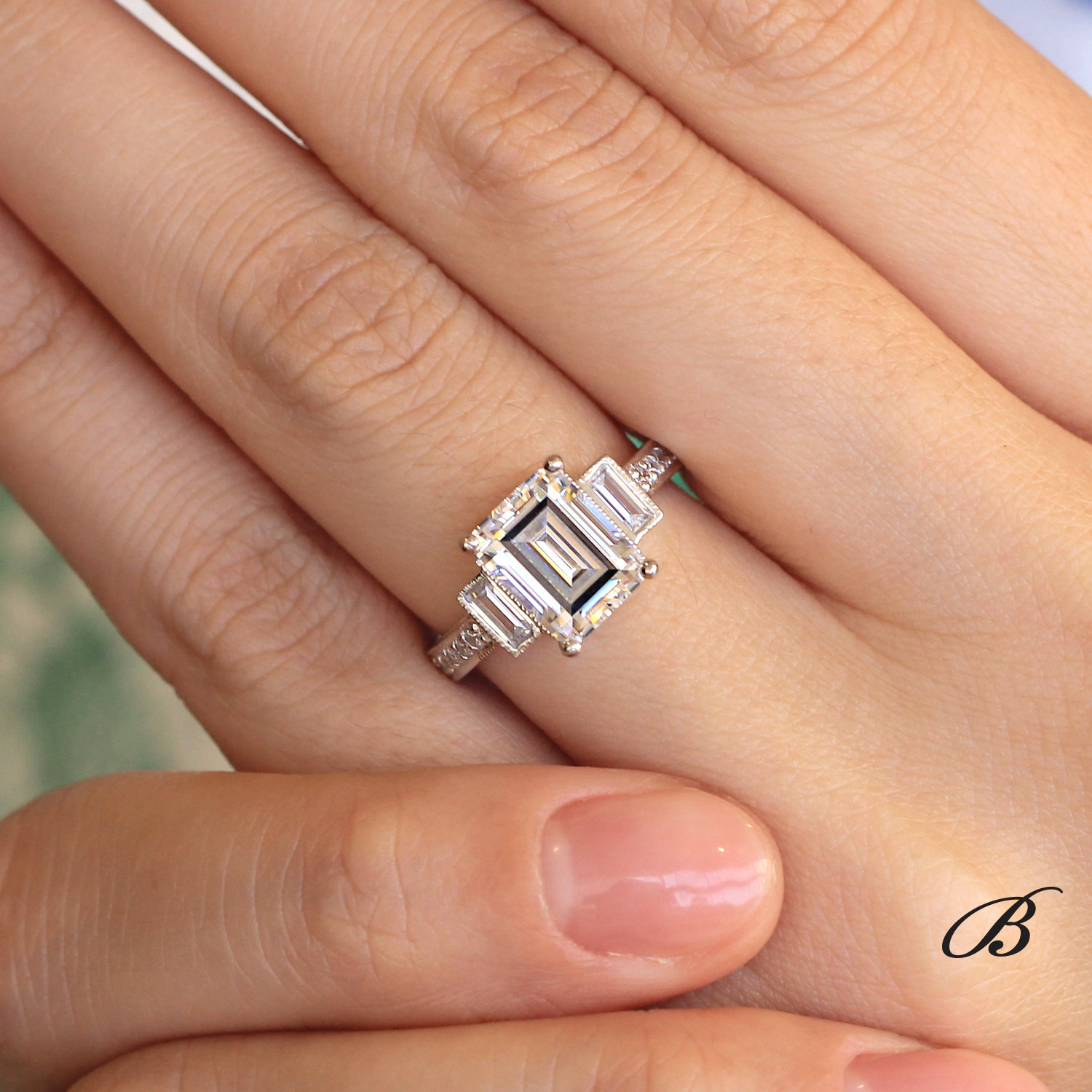 3.45 Cttw Art Deco Ring Engagement Ring Emerald Cut Diamond - Etsy Ireland