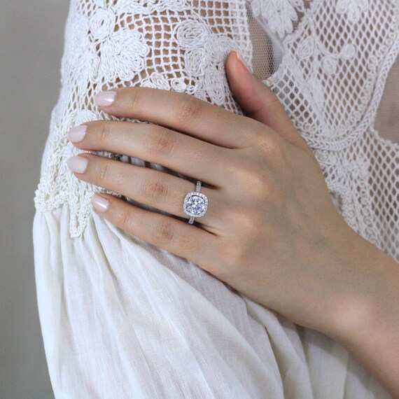 Cz round halo engagement best sale ring