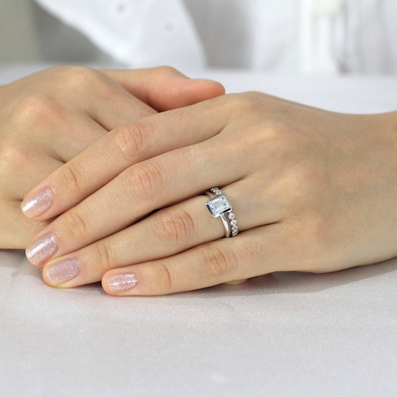 Emerald cut stackable rings sale