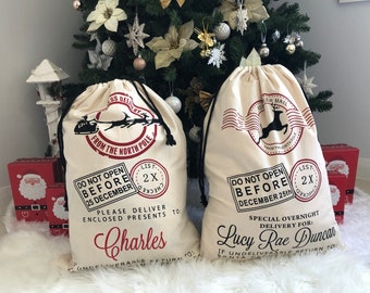 Personalised Christmas Santa Sacks Stocking Xmas