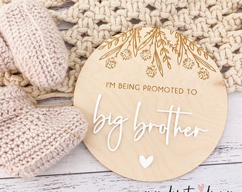 Baby Announcement Wood Plaque | I’m being promoted to Big Brother