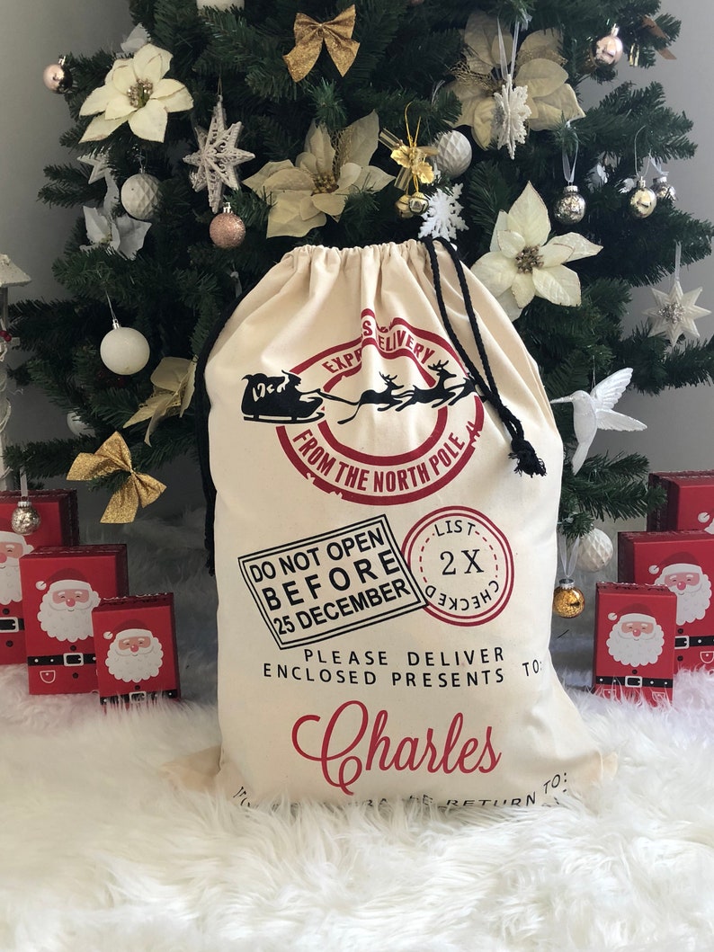 Personalised Christmas Santa Sacks Stocking Xmas image 3