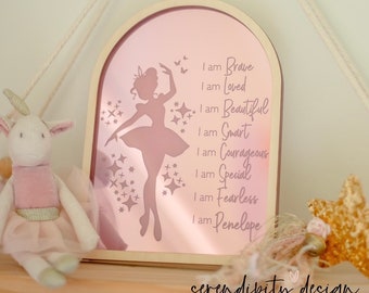 Affirmation Plaque Bedroom Decor Sign | Wooden Mirror Kids Nursery Decoration | Kids Affirmation Sign | Ballerina Decor ©