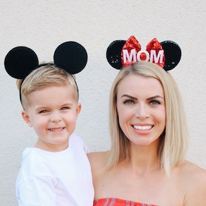 MOM Mouse Ears | Mouse Ears for Mom | Custom Name Ears | Mommy and Me Ears | Family Park Ears | Choose Bow Color + Name