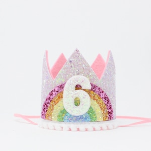 6th Birthday Crown | Unicorn Birthday Crown | Rainbow Birthday Girl | Unicorn 6th Birthday Outfit Girl Unicorn Party | Pink Pastel Rainbow