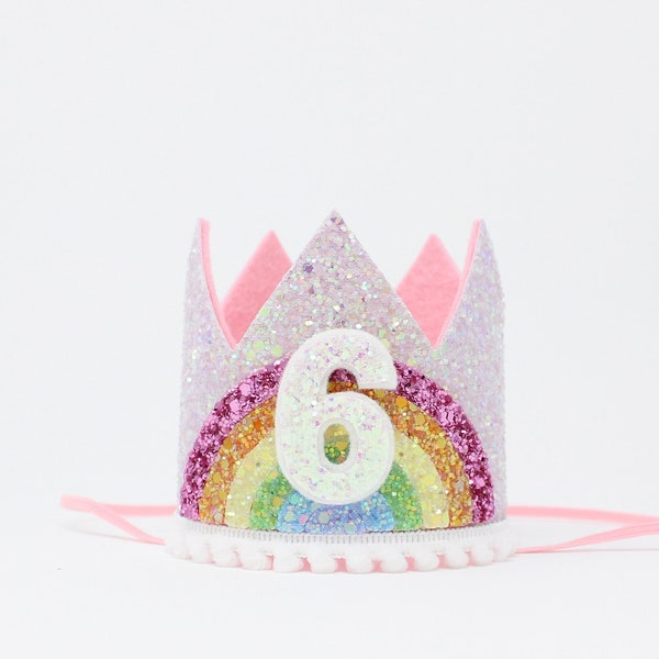 6th Birthday Crown | Unicorn Birthday Crown | Rainbow Birthday Girl | Unicorn 6th Birthday Outfit Girl Unicorn Party | Pink Pastel Rainbow