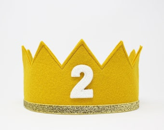 Full Felt 2nd Birthday Crown | Wool Felt 2nd Birthday Hat Crown | 2nd Birthday Boy Outfit | Choose Color + Age