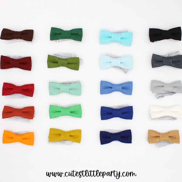 Felt Bow Tie on adjustable neck band | Wool felt bow tie for Birthday Boy | Cutest Little Party baby bow tie | Choose Color