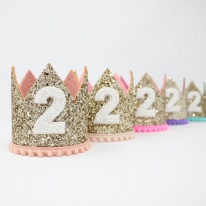 2nd Birthday Crown | Second Birthday Crown | 2nd Birthday Girl Outfit | Second Birthday Outfit Girl | Gold Glitter Crown + Choose Color