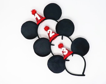 1st Birthday Mouse Ears | 1st Birthday Mouse Ears | Mouse Birthday Ears Birthday Ears | Mouse Party Hat | Felt Ear | Choose Age + Hat Color