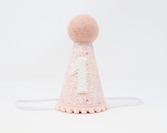 First Birthday Hat | 1st Birthday Hat | 1st Birthday Girl Outfit | First Birthday Outfit Girl | Baby Pink Glitter Hat + Baby Pink Accents