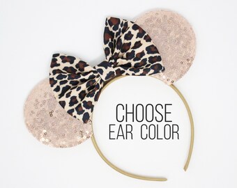 Cheetah Mouse Ears | Safari Mouse Ears | Animal Print Mouse Ears | Animal Print Ears | Rose Gold Ears | Choose Ears