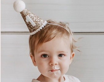 First Birthday Hat | 1st Birthday Hat | 1st Birthday Girl Outfit | First Birthday Outfit Girl | Gold Glitter Hat + Choose Color