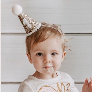 First Birthday Hat | 1st Birthday Hat | 1st Birthday Girl Outfit | First Birthday Outfit Girl | Gold Glitter Hat + Choose Color