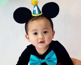 1st Birthday Mouse Ears | 1st Birthday Mouse Ears | Birthday Ears Mouse Birthday Ears | Mouse Party Hat | Choose Age + Hat Color