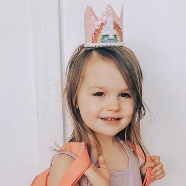 4e anniversaire couronne arc-en-ciel | 4e chapeau de fête d'anniversaire | 4ème tenue d'anniversaire fille | Fête d'anniversaire Licorne arc-en-ciel | Arc-en-ciel pastel rose bébé