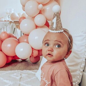 1st Birthday Party Hat | First Birthday Hat | 1st Birthday Girl Cake Smash Outfit | Gold Glitter Hat + Choose Color + White Glitter 1