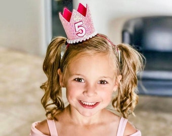 Tecreo Pink Glitter 5th Birthday Crown & Dots Banner - 35x70 Inch Fabric Wall Decoration For Girls Party - View #13