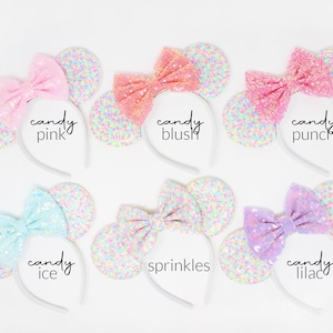 Sprinkles Mouse Ears | Pastel Confetti Mouse Ears Headband | Girls Womens Mouse Ears Headband | Choose Bow Color