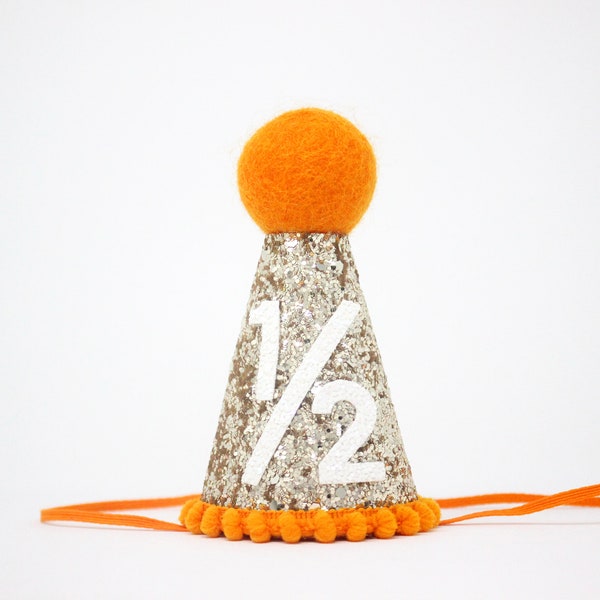 Chapeau 1/2 anniversaire | Demi-chapeau d'anniversaire | Tenue garçon demi-anniversaire | Chapeau de fête bébé | Chapeau à paillettes dorées + Choisissez la couleur