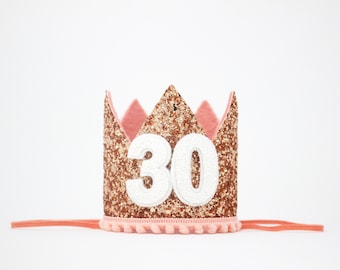 30th Birthday Crown | 30th Birthday Gift for Her | 30th Birthday Hat | 30th Birthday Party | 30th Birthday Girl Gift | Rose Gold Blush