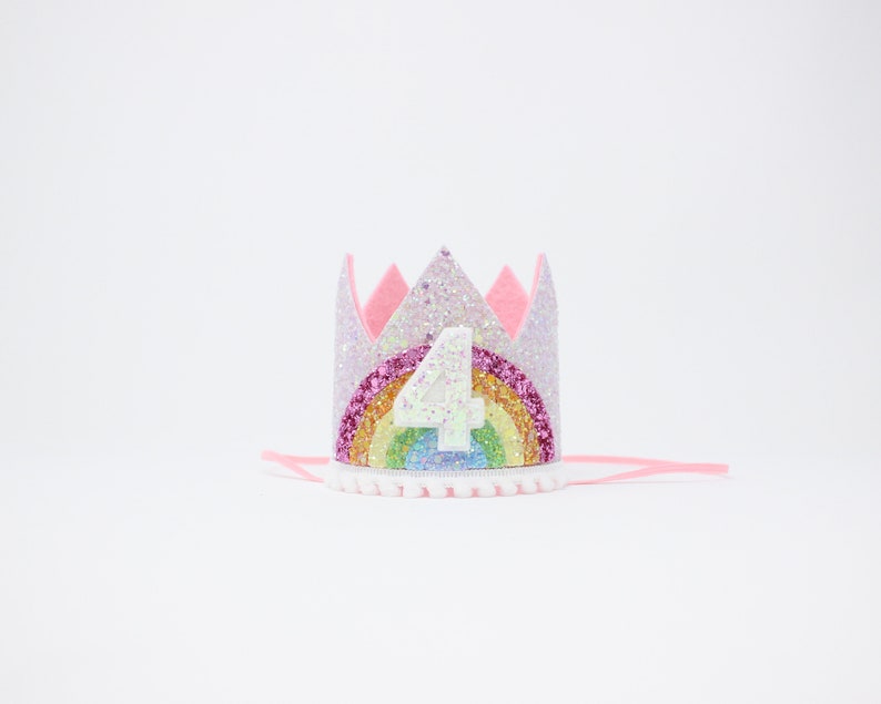 4th Birthday Crown Rainbow 4th Birthday Party Hat Baby Pink Pastel Rainbow 4th Birthday Outfit Girl Rainbow Unicorn Birthday Party