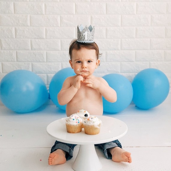 Corona de primer cumpleaños con purpurina para bebé, primer cumpleaños,  fiesta de tartas, accesorio para fotos