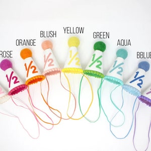 1/2 Birthday Hat | Half Birthday Hat | Half Birthday Girl Outfit | Baby Party Hat | White Glitter Hat + Choose Color