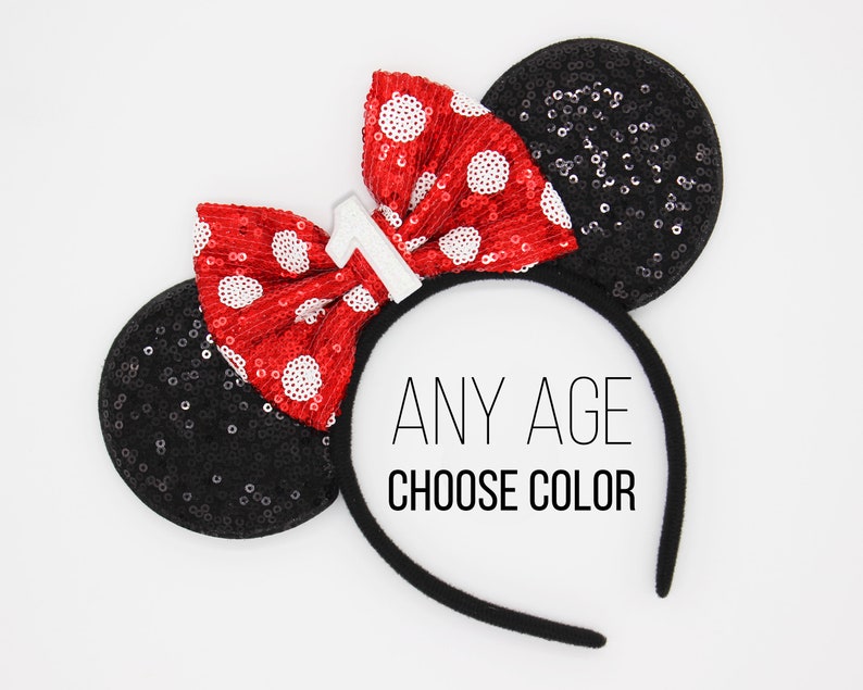 Polka Dot Birthday Mouse Ears 2nd birthday Polka Dot Bow on Ears 2 Polka Dot Park Ears Polka Dot Ears Choose Color Age image 2