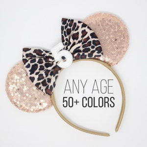 Birthday Cheetah Mouse Ears Safari Birthday Ears Animal Print Ears Animal Print Birthday Ears Choose Ear Color Age image 1