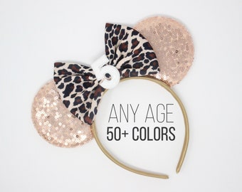 Birthday Cheetah Mouse Ears | Safari Birthday Ears | Animal Print Ears | Animal Print Birthday Ears | Choose Ear Color + Age