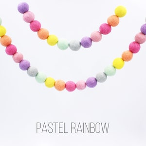 Pastel Rainbow Pom Pom Garland | Pastel Rainbow Felt Balls Garland | Pastel Rainbow Nursery Decor | Choose Length