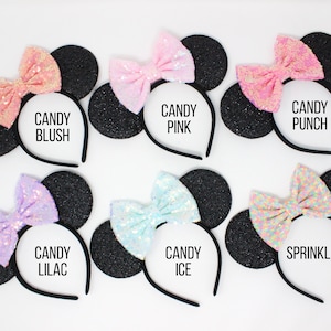 50 Colors Mouse ears One Size | Mouse ears | Mouse headband | Party ears | Rose Gold Mouse ears | Choose Ear + Bow Color