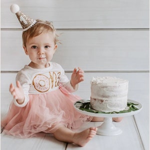 First Birthday Hat 1st Birthday Hat 1st Birthday Girl Outfit First Birthday Outfit Girl Rose Gold Glitter Hat Blush Accents image 7