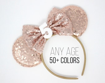 5th Birthday Mouse Ears Headband | Birthday Mouse Ears | 5th Birthday Party Ear |  Birthday Headband | Choose Age + Color