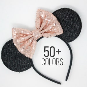 Rose Gold Mouse ears One Size | Mouse ears | Mouse headband | Party ears | Rose Gold Mouse ears | Choose Ear + Bow Color