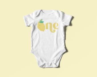 Lemon First Birthday Bodysuit | 1st Birthday Infant Baby Rib Bodysuit | Citrus First Birthday Outfit | Lemon ONE