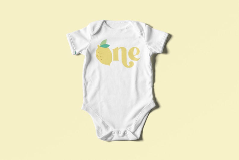 Lemon First Birthday Bodysuit 1st Birthday Infant Baby Rib Bodysuit Citrus First Birthday Outfit Lemon ONE image 1