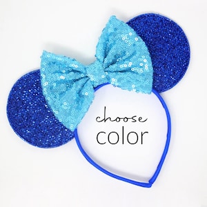 Mouse Ears All Ages | Mouse Ear Headband | Mouse ears for Adults and Kids | Blue Mouse ears | Mouse ears | Party ear | Choose Ear Bow Color