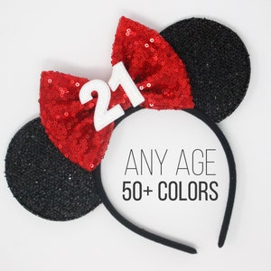 30th Birthday Mouse Ear Headband 30th Birthday Mouse Ears 30th Birthday Mouse Ears 30th Birthday Choose Age Bow image 9