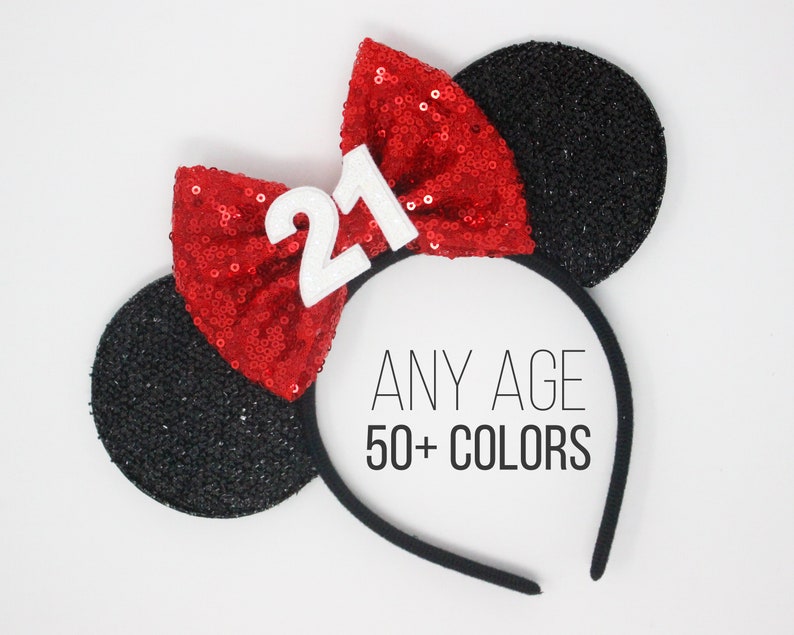 30th Birthday Mouse Ear Headband 30th Birthday Mouse Ears 30th Birthday Mouse Ears 30th Birthday Choose Age Bow image 9