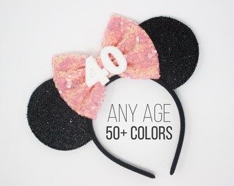 40th Birthday Mouse Headband | 40th Birthday Ears | 40th Birthday Mouse Ears | 40th Birthday Party Ears | Choose Age + Bow Color