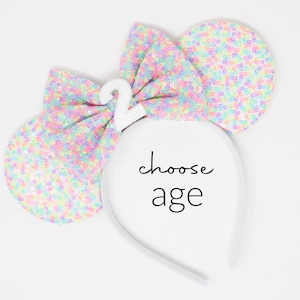 2nd Birthday Mouse Ears Headband | Sprinkles Candy Color Mouse Ears | Any Age Choose Bow Color